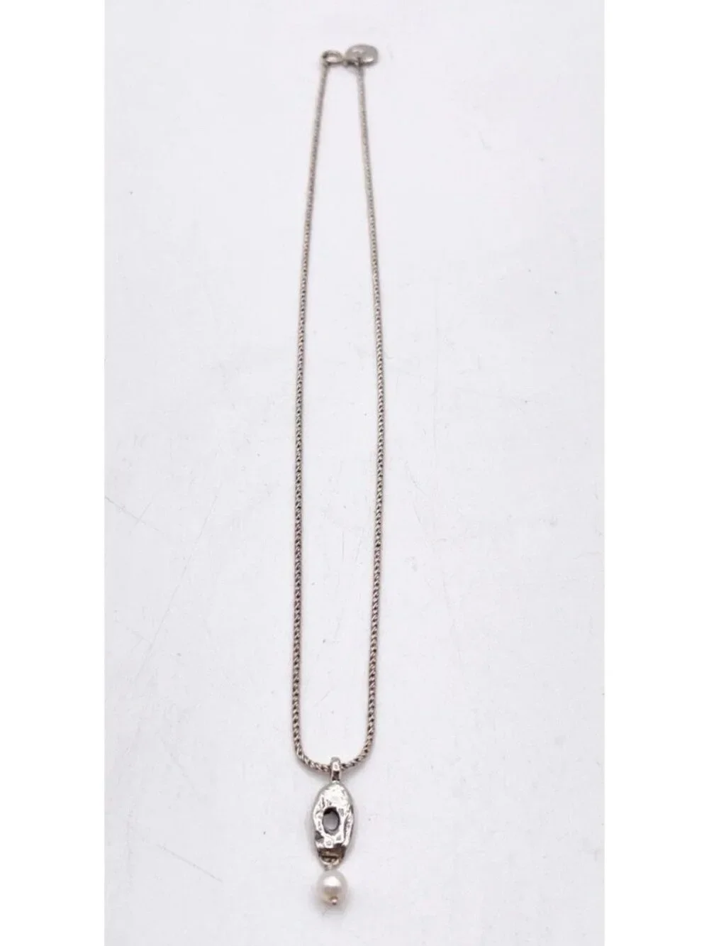 925 Sterling Silver Dainty Organic Openwork Pearl Pendant Necklace Minimalist